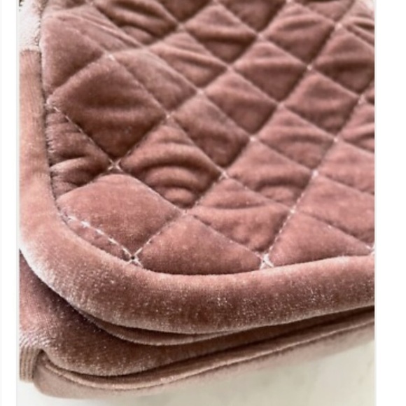 FREE PEOPLE ~ Elegant Brownish Pink Velour Quilted Backpack w/Silver Tone Chain main image 6